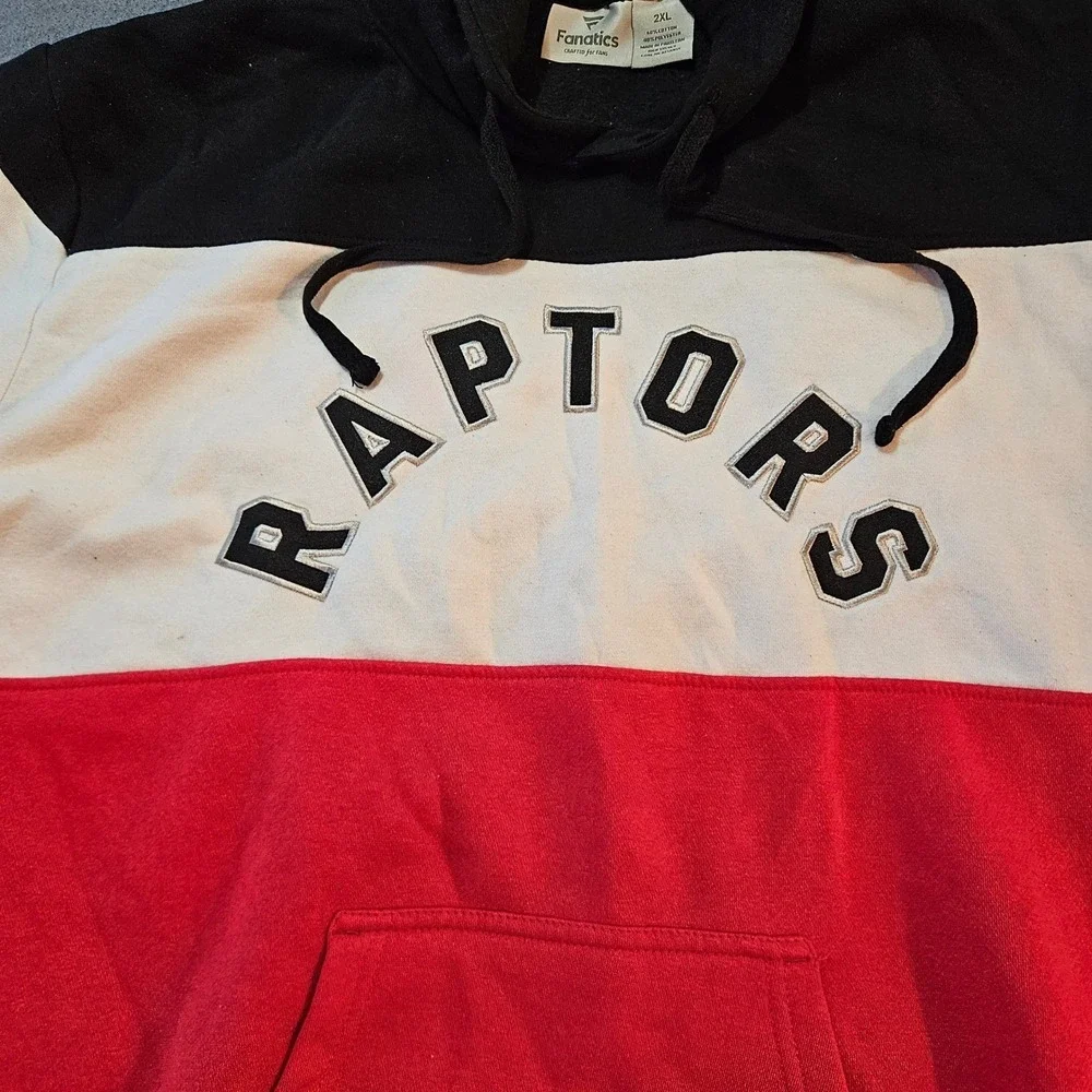 Fanatics Toronto Raptors Colorblock Hoodie Mens 2XL‎ Black Red White Basketball - Picture 4 of 8